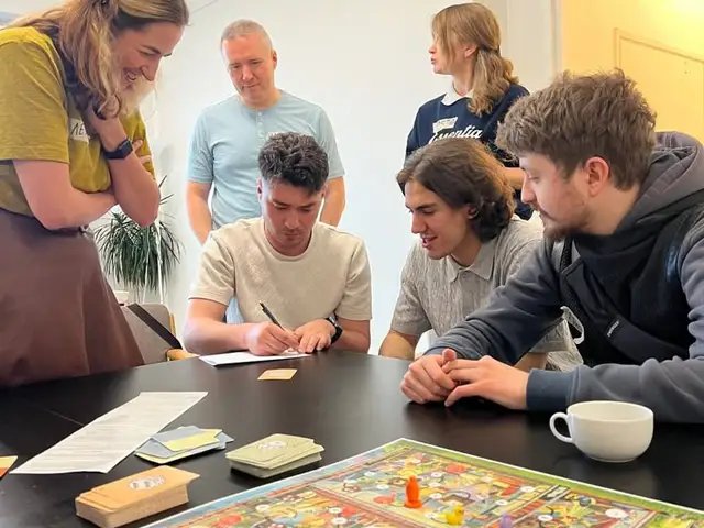 International students together on campus